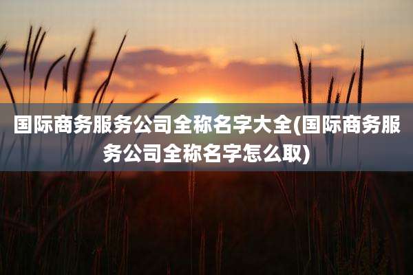 国际商务服务公司全称名字大全(国际商务服务公司全称名字怎么取)