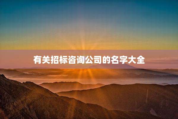 有关招标咨询公司的名字大全