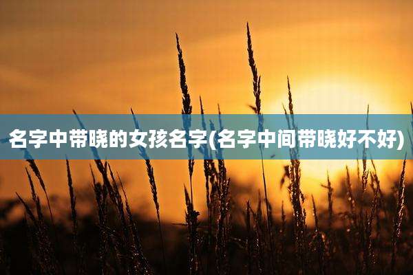 名字中带晓的女孩名字(名字中间带晓好不好)