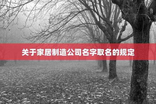 关于家居制造公司名字取名的规定