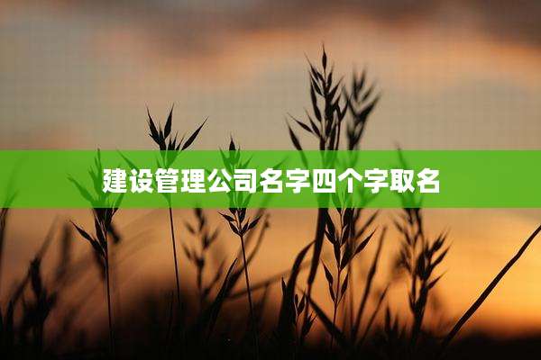 建设管理公司名字四个字取名