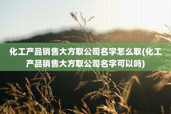 化工产品销售大方取公司名字怎么取(化工产品销售大方取公司名字可以吗)