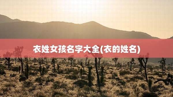 衣姓女孩名字大全(衣的姓名)