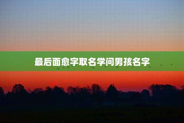 最后面愈字取名学问男孩名字