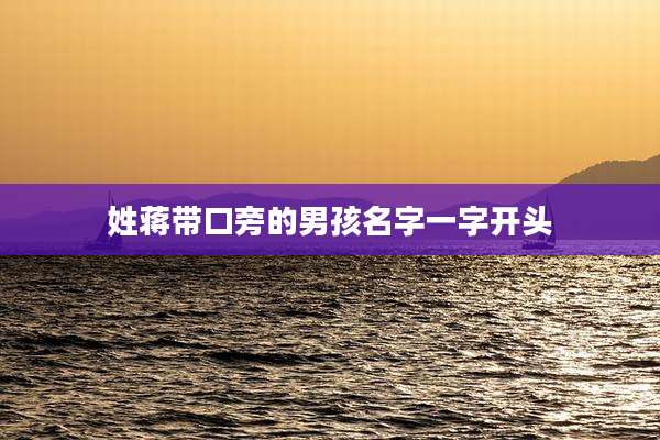 姓蒋带口旁的男孩名字一字开头