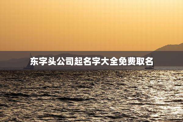 东字头公司起名字大全免费取名