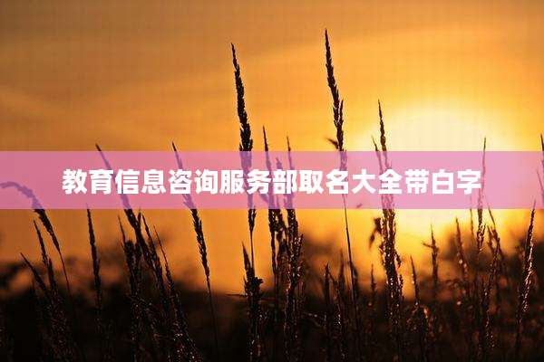 教育信息咨询服务部取名大全带白字