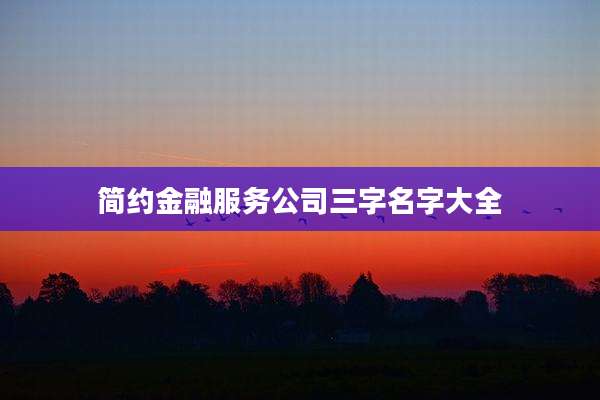简约金融服务公司三字名字大全