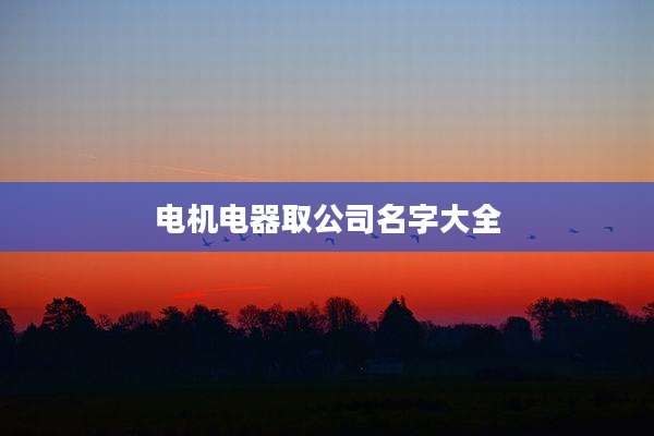 电机电器取公司名字大全