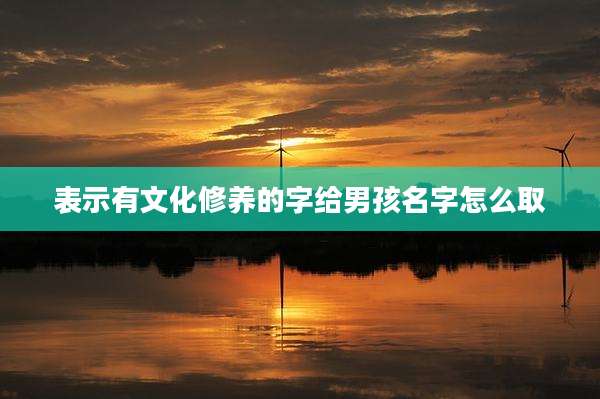 表示有文化修养的字给男孩名字怎么取