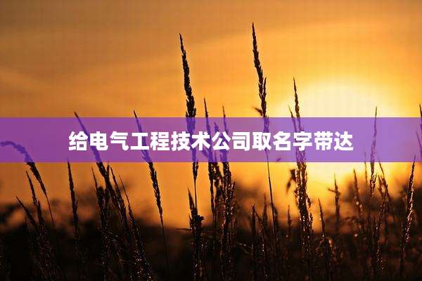 给电气工程技术公司取名字带达