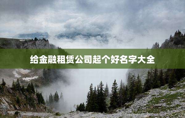 给金融租赁公司起个好名字大全