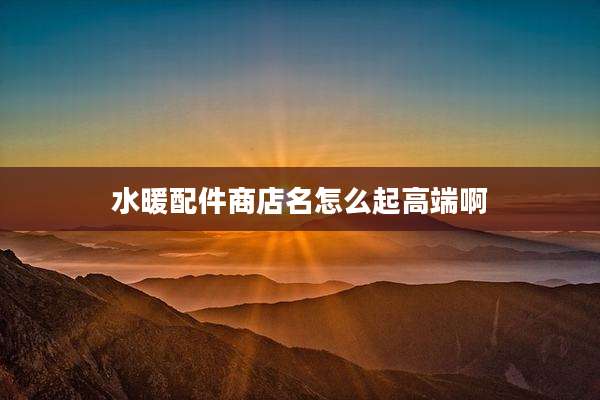水暖配件商店名怎么起高端啊