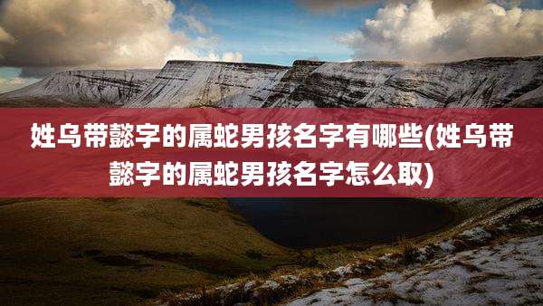 姓乌带懿字的属蛇男孩名字有哪些(姓乌带懿字的属蛇男孩名字怎么取)