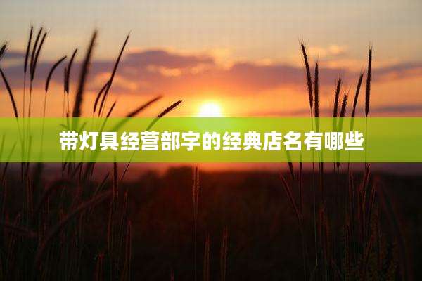 带灯具经营部字的经典店名有哪些