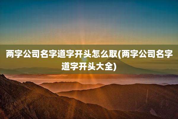 两字公司名字道字开头怎么取(两字公司名字道字开头大全)