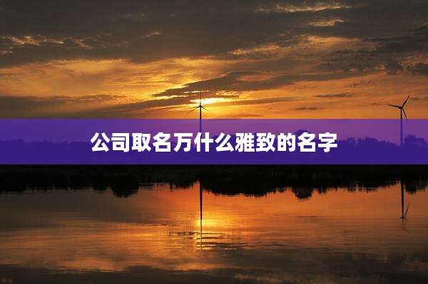 公司取名万什么雅致的名字