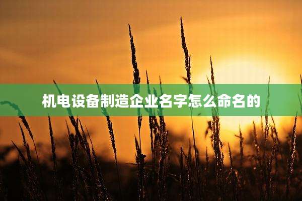 机电设备制造企业名字怎么命名的