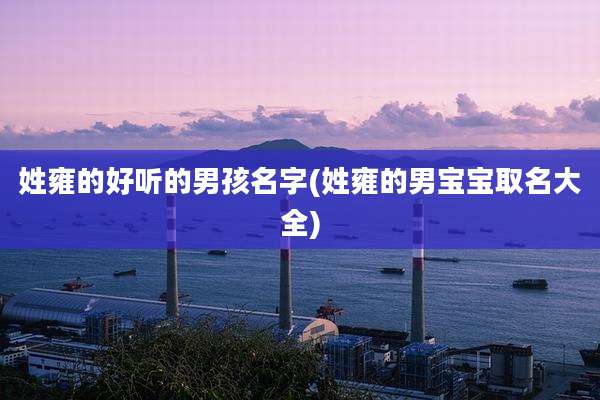 姓雍的好听的男孩名字(姓雍的男宝宝取名大全)