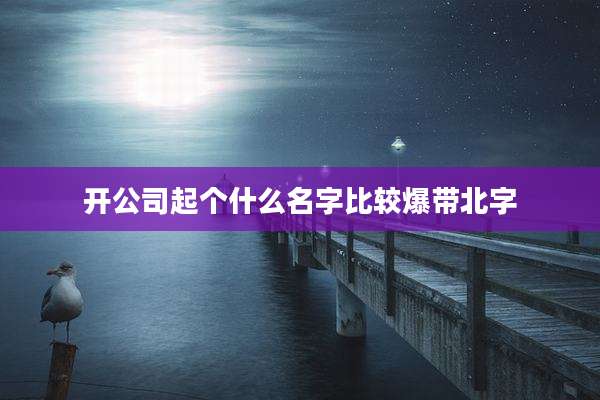 开公司起个什么名字比较爆带北字