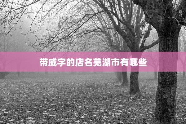 带威字的店名芜湖市有哪些