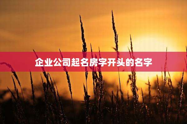 企业公司起名房字开头的名字