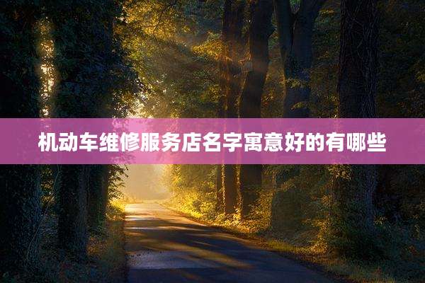 机动车维修服务店名字寓意好的有哪些