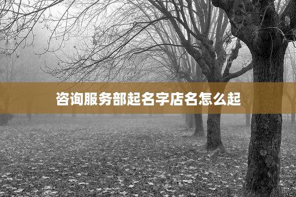 咨询服务部起名字店名怎么起