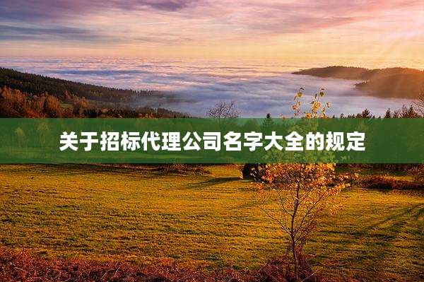 关于招标代理公司名字大全的规定