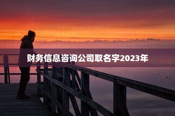 财务信息咨询公司取名字2023年