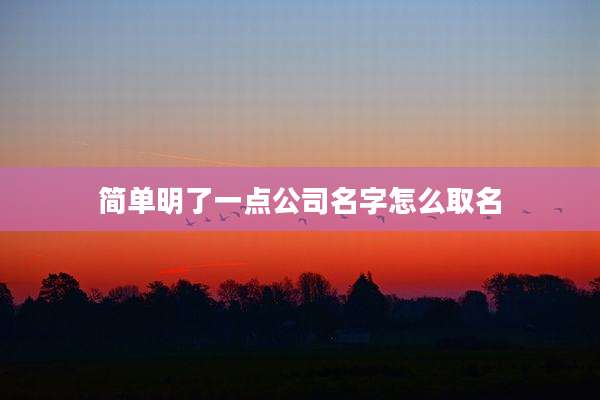 简单明了一点公司名字怎么取名