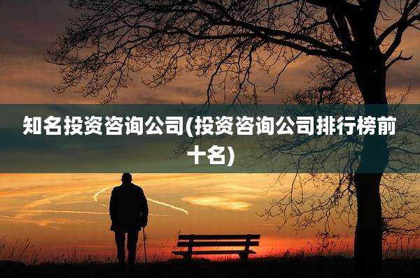 知名投资咨询公司(投资咨询公司排行榜前十名)