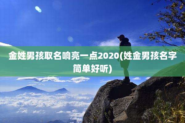 金姓男孩取名响亮一点2020(姓金男孩名字简单好听)