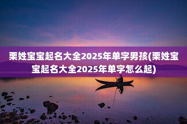 栗姓宝宝起名大全2025年单字男孩(栗姓宝宝起名大全2025年单字怎么起)