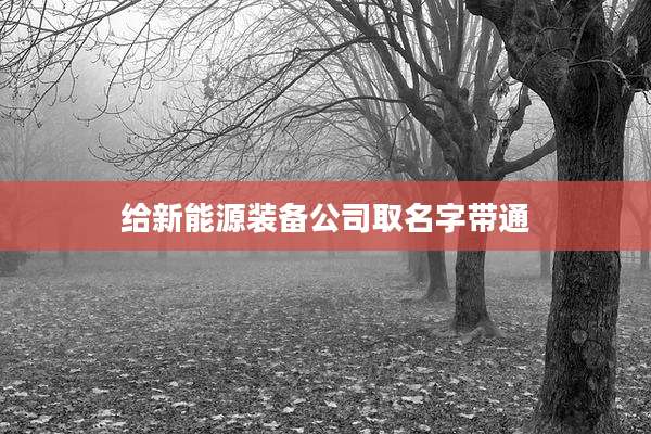 给新能源装备公司取名字带通