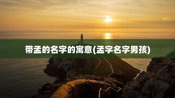 带孟的名字的寓意(孟字名字男孩)
