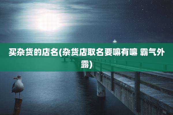 买杂货的店名(杂货店取名要嘛有嘛 霸气外露)