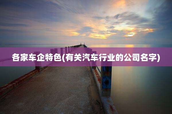 各家车企特色(有关汽车行业的公司名字)
