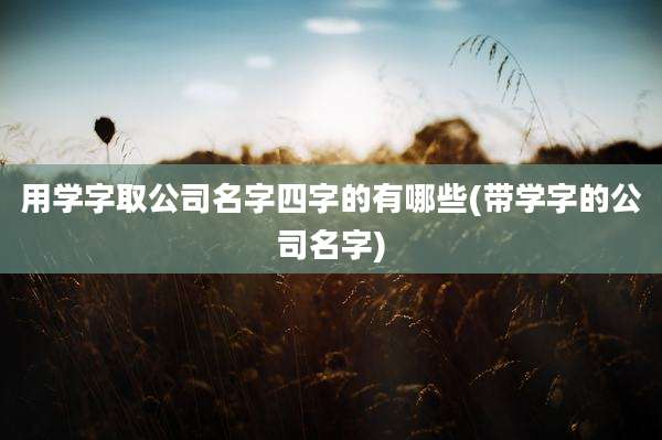 用学字取公司名字四字的有哪些(带学字的公司名字)