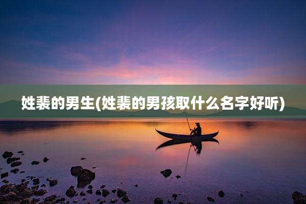 姓裴的男生(姓裴的男孩取什么名字好听)