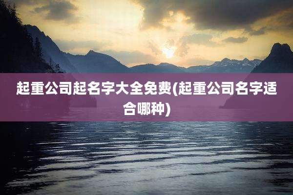 起重公司起名字大全免费(起重公司名字适合哪种)