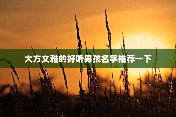 大方文雅的好听男孩名字推荐一下
