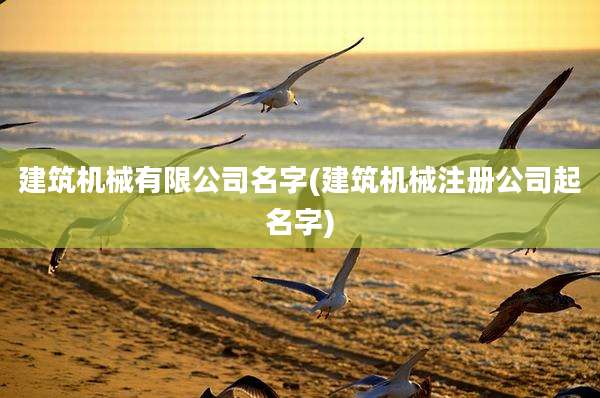 建筑机械有限公司名字(建筑机械注册公司起名字)