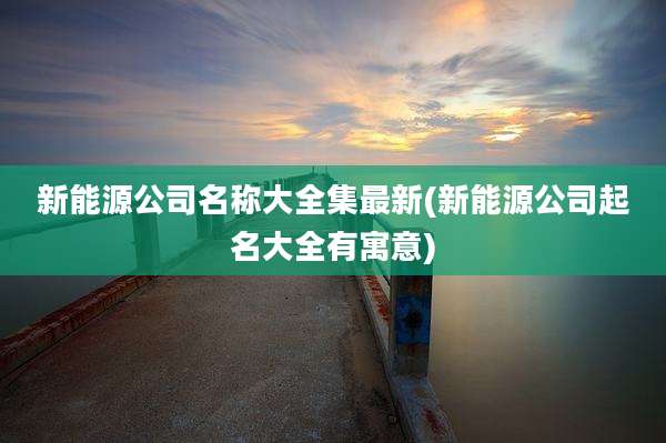 新能源公司名称大全集最新(新能源公司起名大全有寓意)