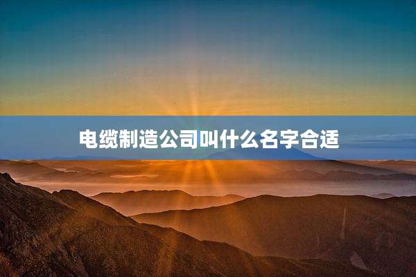 电缆制造公司叫什么名字合适