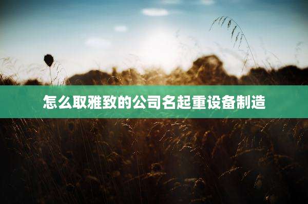 怎么取雅致的公司名起重设备制造