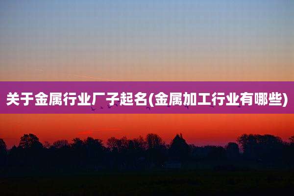 关于金属行业厂子起名(金属加工行业有哪些)