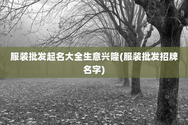 服装批发起名大全生意兴隆(服装批发招牌名字)