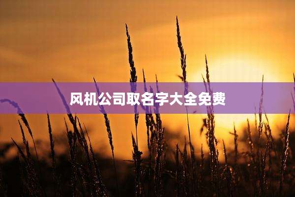 风机公司取名字大全免费