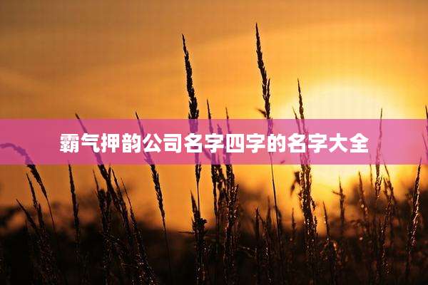 霸气押韵公司名字四字的名字大全